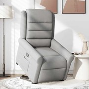 vidaXL Poltrona reclinável elevatória tecido cinzento-nublado