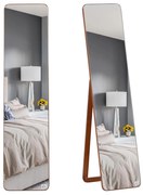 HOMCOM Espelho de pé de Corpo Inteiro Retangular Espelho de Parede com 2 Formas de Uso Estrutura de Madeira de Pinho para Dormitórios Sala de Estar Corredor 37x43x156cm Nogueira