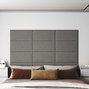 vidaXL Painel de parede 12 pcs 60x30 cm tecido 2,16 m² cor cinza-claro
