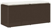 vidaXL Banco de jardim com almofadão 110x40x44 cm vime PE castanha