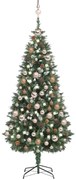 vidaXL Árvore Natal artificial pré-iluminada c/ bolas e pinhas 180 cm