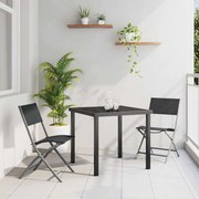 vidaXL Conjunto de Jantar de Jardim 3 Peças Preto em Textileno e Aço