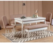 Conjunto Mesa de Jantar Extensível e Cadeiras Vina – Branco Pedra – Me