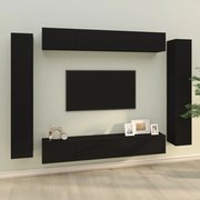 Conjunto móveis de TV 8 pcs madeira processada preto