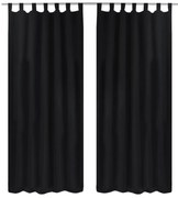Cortinas de cetim com laços, 2 pcs, preto 140 x 245 cm