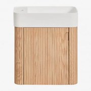 Conjunto De Móvel De Casa De Banho Suspenso 45x25 Cm Em Madeira Com Lavatório Integrado Aizea Madeira Natural - Sklum