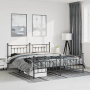 vidaXL Estrutura de cama com cabeceira e pés 193x203 cm metal preto