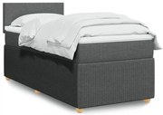 Cama com molas/colchão 100x200 cm tecido cinza-escuro