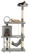 vidaXL Árvore para gatos c/ postes arranhadores sisal 140 cm cinzento