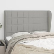 vidaXL Cabeceira de cama c/ abas tecido 147x23x118/128cm cinza-claro