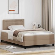 vidaXL Cama Box com Colchão Cappuccino, 120x200 cm, Couro Sintético
