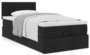 Estrutura de cama otomana com colchão preto 80x200cm tecido