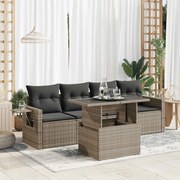 vidaXL 5 pcs conjunto sofás de jardim c/ almofadões vime PE cinzento