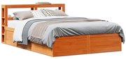 vidaXL Estrutura cama c/ cabeceira 135x190cm pinho maciço castanho-mel