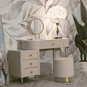 TOUCADOR SHARON COM BANCO 120X40X75 CM (TAMANHO DO BANCO Ø36X39) ROSA E DOURADO