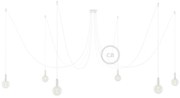 Spider - Candeeiro multi-pendente de 6 luzes Made in Italy completo com cabo de tecido e acabamento em metal