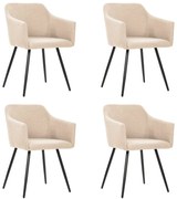 vidaXL Cadeiras de jantar 4 pcs tecido cor creme