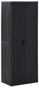 vidaXL Armário de arrumação para jardim 65x45x172 cm vime PP preto