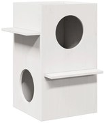 vidaXL Casa do gato 43x43x60 cm madeira de pinho maciça branco