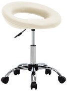 vidaXL Cadeira de trabalho com rodas couro artificial cor creme