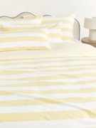 Capa de edredão reversível em algodão às riscas Lorena