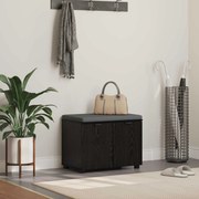 vidaXL Banco de Hall com almofada Carvalho Preto 60 x 38 x 46 cm