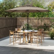 Guarda-sol de jardim ventilado de 3 níveis com pega de botão de inclinação 8 hastes fortes 300 x 300 x 245 cm Castanho