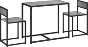 HOMCOM Conjunto de mesa alta 3 peças, 2 cadeiras, 1 mesa, 90 cm x 47 cm x 76 cm, Cinza | Aosom Portugal