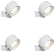 Conjunto de 4 luminárias de parede e teto modernas brancas com LED recarregável - Bright Moderno