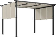 Outsunny Toldo proteção solar. Pérgola, resistente às intempéries, incl. material de fixação, 3 x 3,5 m, Bege | Aosom Portugal