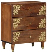 vidaXL mesa de cabeceira Castanho mel com padrões decorativos dourados