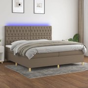 vidaXL Cama box spring colchão/LED 200x200cm tecido cinza-acastanhado