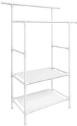 Cabideiro SONGMICS, suporte de metal para roupas com 2 trilhos para pendurar e 2 prateleiras de armazenamento, capacidade de carga máxima de 70 kg, fácil montagem, branco RDR02WT