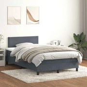 vidaXL Cama com molas/colchão 120x210 cm veludo cinzento-escuro