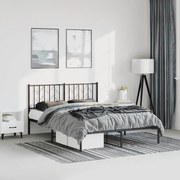 vidaXL Estrutura de cama com cabeceira 193x203 cm metal preto