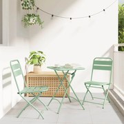 vidaXL Conjunto de Bistro Dobrável - Verde Claro em Aço