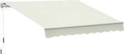 Toldo Outsunny para pátio jardim com braço articulado de alumínio e poliéster tecido 280g/m2 resistente à água e UV com alça branca|Aosom Portugal