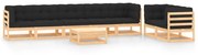 vidaXL 8 pcs conj. lounge jardim c/ almofadões antracite pinho maciço