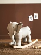 Agora -30%: Elefante baloiço, em madeira FSC® cinzento medio liso com motivo