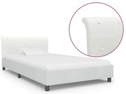 vidaXL Estrutura de cama 90x200 cm couro artificial branco
