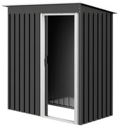 Outsunny Abrigo de Jardim Exterior 1,5 m² 163x89x182 cm Abrigo Metálico para Ferramentas com Porta de Correr e Teto Inclinado Preto