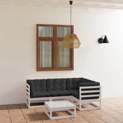 5 pcs conjunto lounge de jardim c/ almofadões pinho maciço