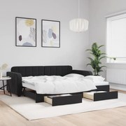 vidaXL Sofá-cama com gavetão e gavetas 90x190 cm veludo preto