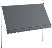 Outsunny Toldo Manual Retrátil com Manivela 350x120x210-300 cm com Altura Ajustável Impermeável para Jardim Varanda Cinza Escuro