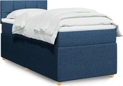 vidaXL Cama com molas/colchão 100x200 cm tecido azul