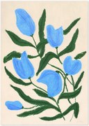 Impressão digital emoldurada Blue Tulips