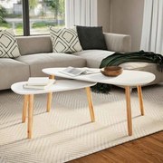 vidaXL Conjunto mesas de centro 2 pcs pinho maciço branco