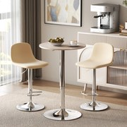 Mesa de Bar com Altura Ajustável Ø60x67-93 cm Giratória 360° com Base Redonda (BANCOS NÃO INCLUÍDOS) Mesa Alta Moderna para Cozinha Ø60x67-93 cm Madei