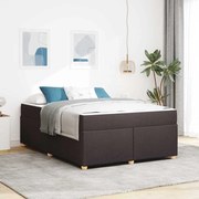 vidaXL Estrutura da Cama com colchão Marrom Escuro 160 x 200 cm tecido