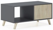 Mesa de café com portas, sala de estar, modelo WIND, cor da estrutura Antracite Grey, cor da porta Puccini, mede 92x50x45cm de altura.